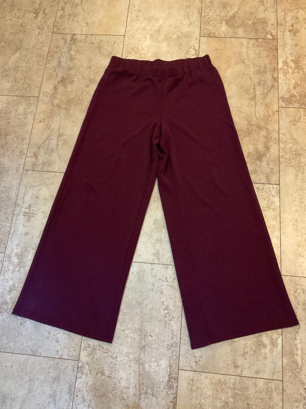 H&M Divided Eggplant Sz M Elastic Waist Wide Leg Pants Stretch